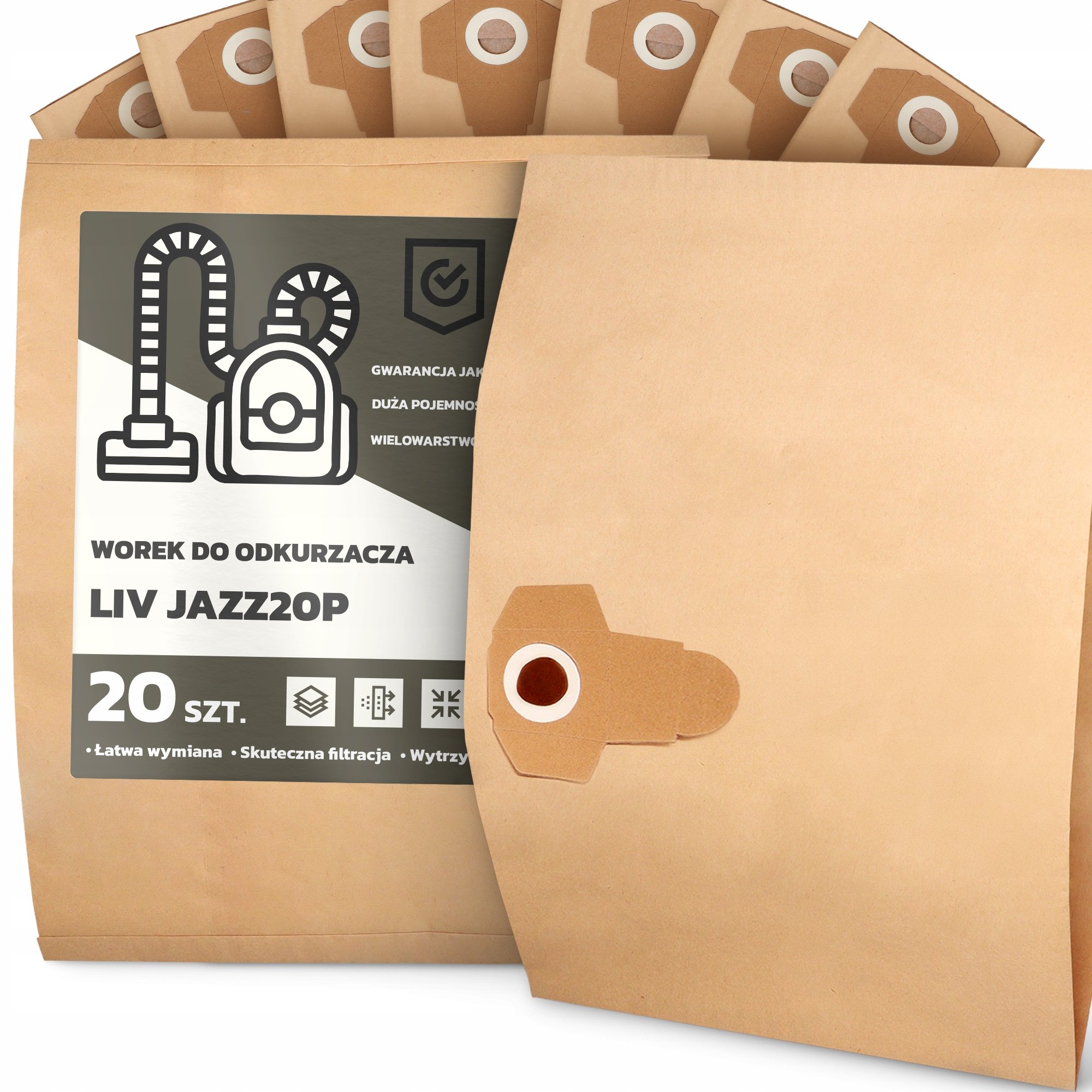 20x Worek do Odkurzacza Liv JAZZ20P Papierowy 2-Warstwy Torba Worki 2A