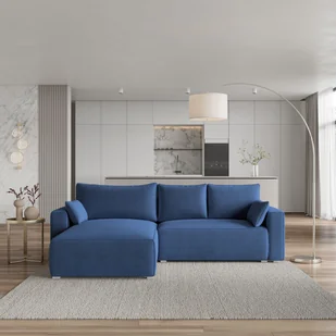 Masseno Narożnik FORIL P z funkcją spania i pojemnikiem na pościel Kształt L, Rozkładana sofa, Rogówka - Niebieski, POSO 05 - Pościel - miniaturka - grafika 1