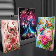 Rękodzieło - TEMU 3 szt. Zestaw do Malowania Diamentami DIY Pełne Wiercenie Kwiaty i Motyle Mozaika 30*40 cm/15,75*11,81 cala - miniaturka - grafika 1