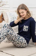 Piżamy damskie - Bawełniana piżama damska 1664 Wiktoria, Kolor granatowy-wzór, Rozmiar M, Leveza - Intymna - miniaturka - grafika 1