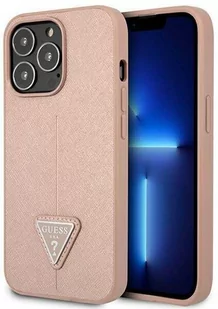 Guess GUHCP14XPSATLP iPhone 14 Pro Max 6,7" różowy/pink hardcase SaffianoTriangle Logo - Etui i futerały do telefonów - miniaturka - grafika 1