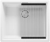 Zlewozmywaki - Zlewozmywak kuchenny granitowy jednokomorowy bez ociekacza z dużą komorą XXL Praga 60 Slim Level + zwijany ociekacz - miniaturka - grafika 1