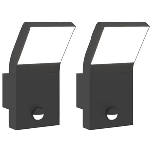 vidaXL Zewnętrzne kinkiety LED z czujnikami, 2 szt., czarne, aluminium - Lampy ogrodowe - miniaturka - grafika 1