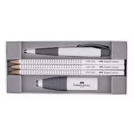 Przybory szkolne - Faber-Castell Zestaw white edition (3 ołówki+długopis conic+temperówka z gumką combi) - miniaturka - grafika 1