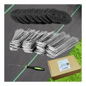 Gwoździe - 50 ocynkowanych gwoździ w kształcie litery U, Ø3 mm, szerokości 40 mm, długości 150 mm, z 50 podkładkami i 1 haczykiem na gwoździe - miniaturka - grafika 1