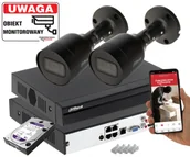 Zestawy do monitoringu - 2 czarne kamery IP Dahua IPC-HFW1530S-0280B-S6-BLACK + rejestrator 4CH POE 5Mpx - miniaturka - grafika 1