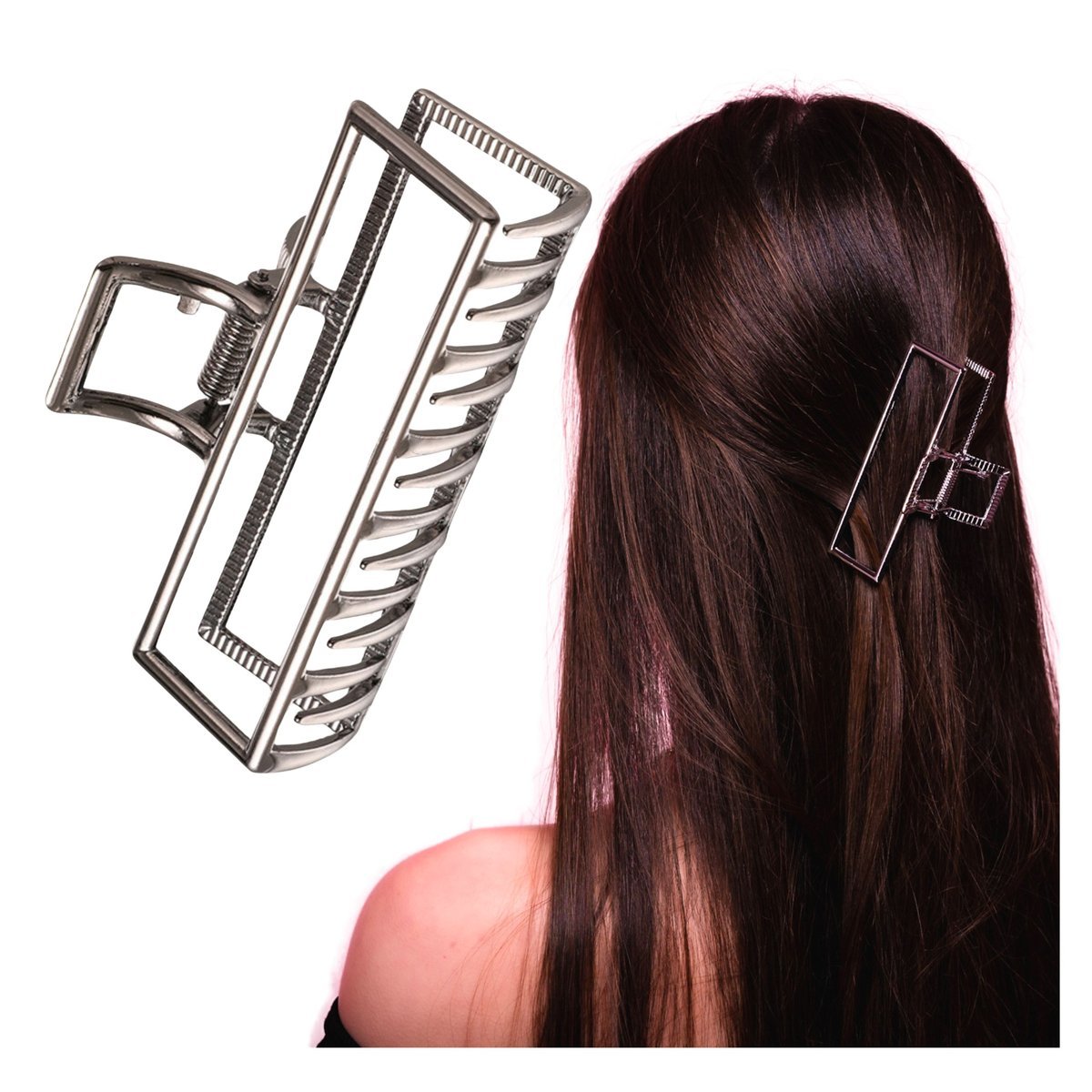 Klamra do Włosów Srebrna Duża XXL Spinka Francuska Metalowa i Wytrzymała