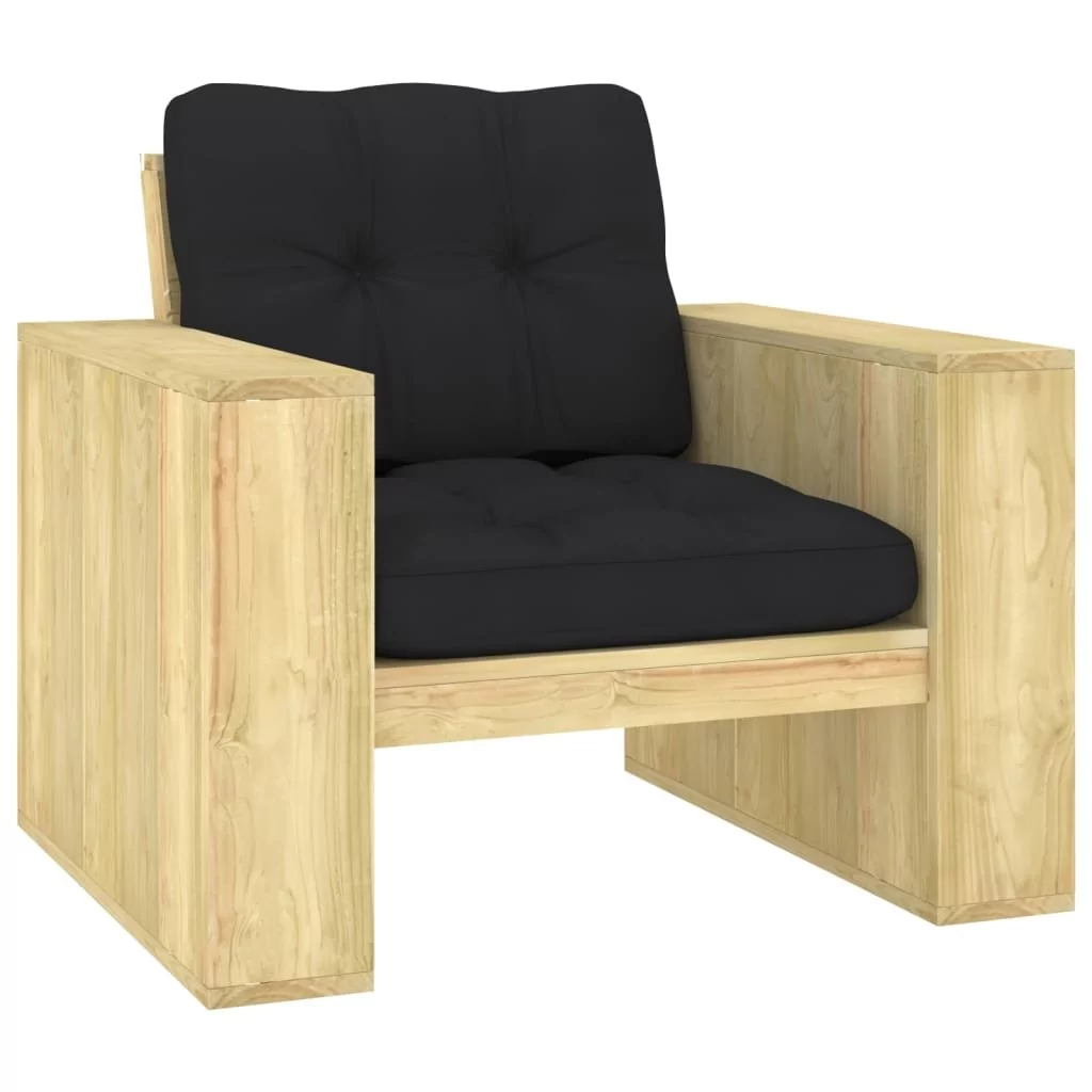 vidaXL Krzesło ogrodowe z czarnymi poduszkami impregnowana sosna 3065748