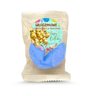 Ciasteczko z naklejką okrągłą "Urodzinowe ciasteczko" 6g BLUE - Desery dla dzieci - miniaturka - grafika 1