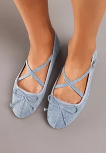 Niebieskie Balerinki z Kokardką i Sprzączkami Yrisa - Baleriny - miniaturka - grafika 1