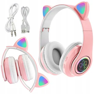 DomoweHity24 KOCIE USZY ŚWIECĄCE RGB DLA DZIECKA Różowy - Słuchawki - miniaturka - grafika 1