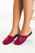 Kapcie damskie - Bordowe kapcie Inblu damskie haftowane serca obuwie domowe NC00005B - miniaturka - grafika 1