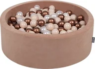 Suche baseny - KiddyMoon KiddyMoon Suchy basen okrągły VELVET z piłeczkami 7cm róż pustyni: pastelowy beż-miedziany-perła 90x30cm/200piłek Zabawka basen piankowy - miniaturka - grafika 1