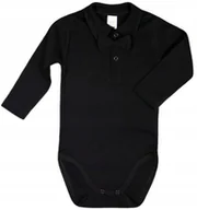 Body dla niemowląt - Body KOŁNIERZYK Polo DŁR czarne MUCHA czarna r 62 KLEKLE - miniaturka - grafika 1