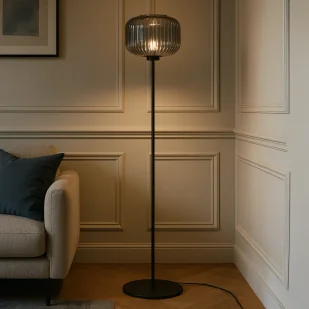 Prosta lampa stojąca do salonu z kloszem K-5665 z serii CAMPO - Lampy stojące - miniaturka - grafika 1