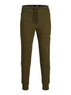 Spodnie sportowe męskie - Bestseller A/S Jpstwill Jjair Noos Bex spodnie dresowe męskie, Olive Night/Szczegóły: melanż, XXL - miniaturka - grafika 1