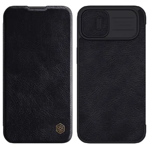 Nillkin Qin Leather Pro Case etui iPhone 14 osłona na aparat kabura pokrowiec obudowa z klapką czarny - Etui i futerały do telefonów - miniaturka - grafika 1
