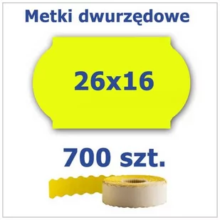 Metki dwurzędowe 26x16 żółte, fala 3500szt - Cenówki - miniaturka - grafika 1