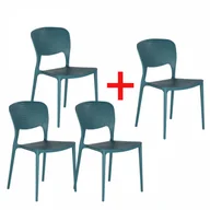 Krzesła - Plastikowe krzesło do jadalni EASY 3+1 GRATIS, niebieskie - miniaturka - grafika 1