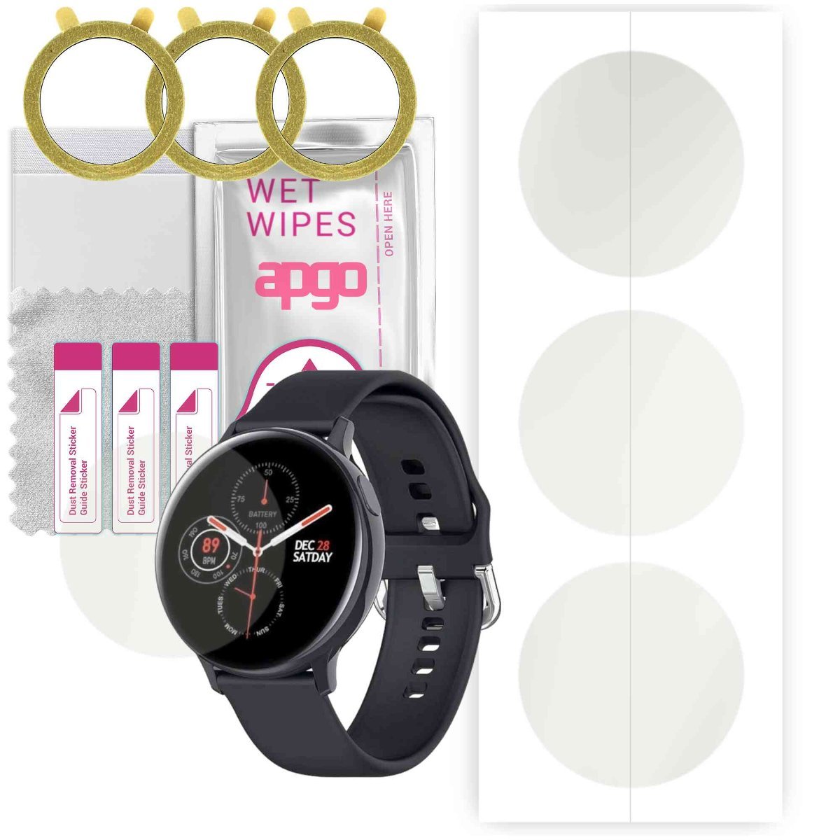 3x Folia hydrożelowa MATOWA do Pacific Black PC00130 - apgo Smartwatch Hydrogel MATTE Protection Ochrona na ekran smartwatcha