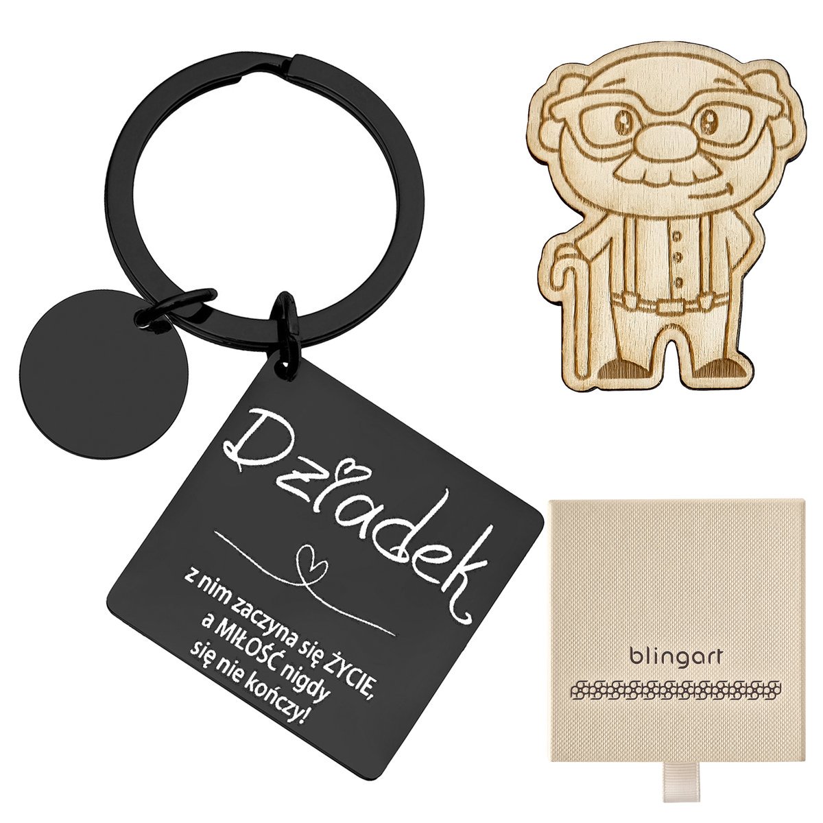 Brelok do kluczy z GRAWEREM KWADRAT przywieszka KÓ