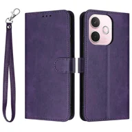 Portfele - Dla Oppo A5 Pro 5G Case Flip Stand PU Skórzany portfel Pokrowiec na telefon Tekstura łydki - fioletowy Wielobarwny Purple - miniaturka - grafika 1