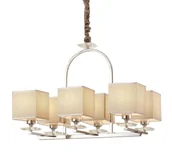 Lampy sufitowe - LINIANO W6 nowoczesna lampa wisząca chromowana z szarymi abażurami 6xE14 - miniaturka - grafika 1