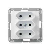 Gniazdka elektryczne - LEDart potrójne EURO, na płaskie wtyczki, bez uziemienia, bez ramki - Ospel Impresja GP-3Y/m/00, kolor biały, 16A/250V - miniaturka - grafika 1
