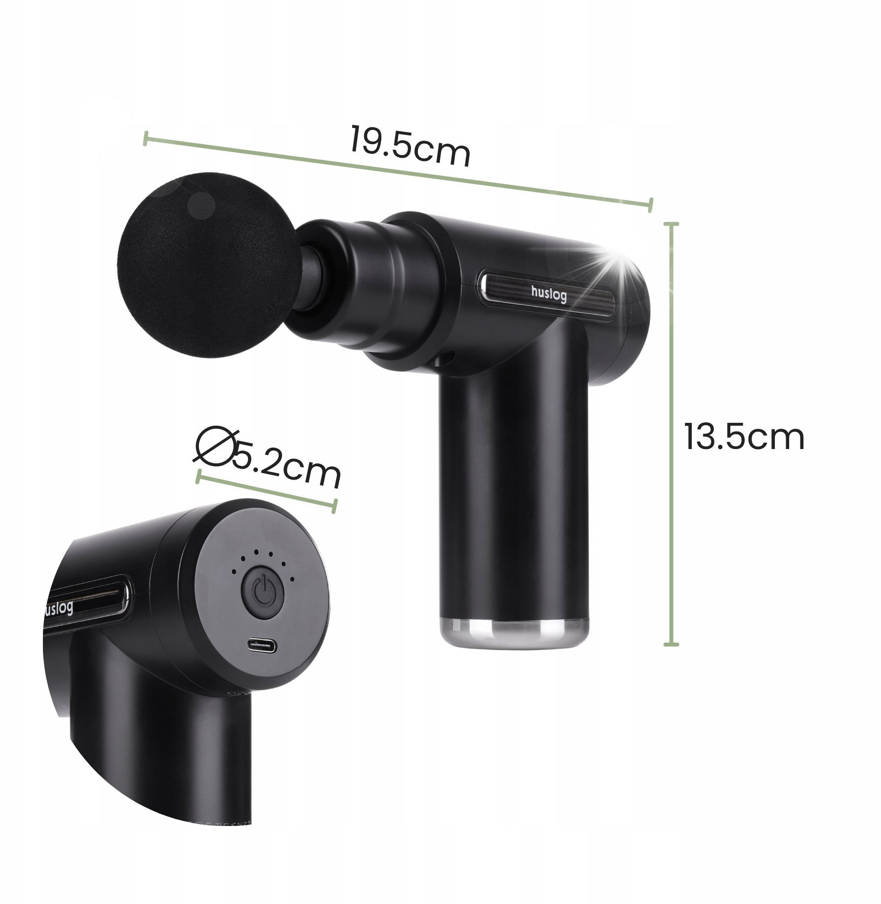 Masażer PISTOLET DO MASAŻU MASAŻER DO PLECÓW CIAŁA WIBRACYJNY ETUI Huslog HUS1005