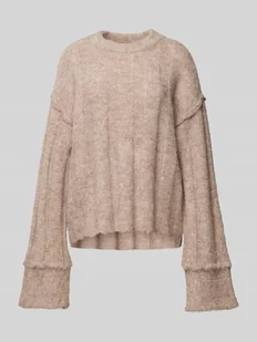 Sweter o luźnym kroju z dzianiny z dodatkiem wełny z detalami na brzegach model ‘RUBBLE’ - Swetry damskie - miniaturka - grafika 1