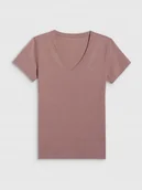 Bluzki damskie - Koszulka Damska 4F T-shirt Bluzka Bawełniana Dekolt w Serek F2972-83S-L - miniaturka - grafika 1