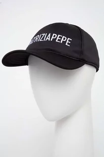 Czapki damskie - Patrizia Pepe czapka z daszkiem kolor czarny z aplikacją - grafika 1
