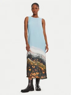 Desigual Sukienka codzienna Plisado Paisaje 25WWVW07 Błękitny Regular Fit - Sukienki - miniaturka - grafika 1