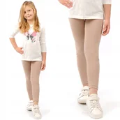 Legginsy - Elastyczne Legginsy Bawełniane Klasyczne Getry Polskie Beżowe 128 - miniaturka - grafika 1