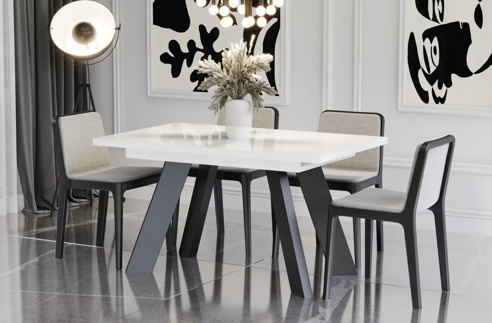 Stół rozkładany COMO 130210x80 biały połysk ENDO