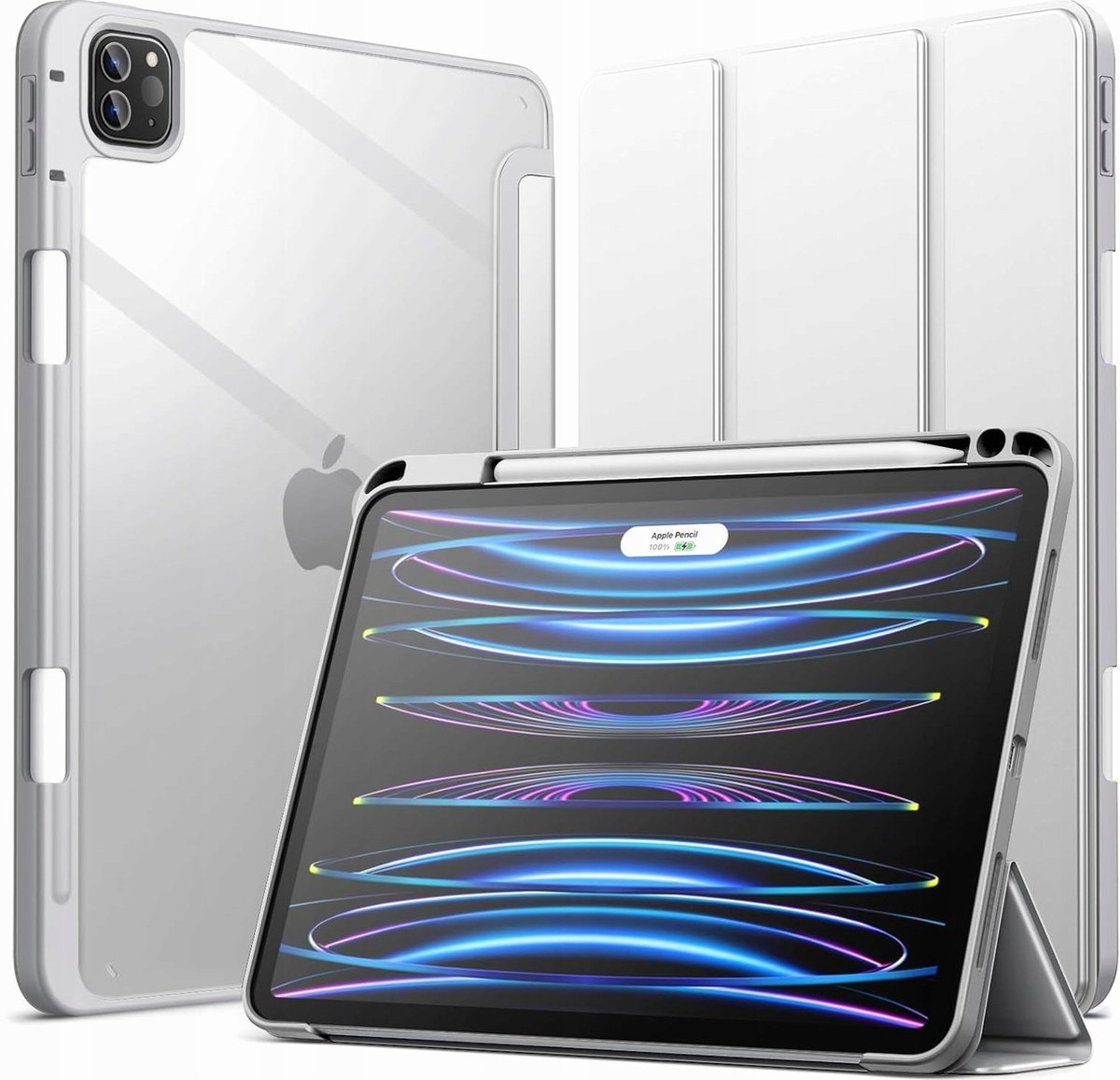 JETech Etui dla iPad Pro 11 Cala (2022/2021/2020/2018) z Pencil Uchwyt, Wyczyść Przezroczysty Tył Obudowa Slim Podstawkę Odporna na Wstrząsy Obudowa..