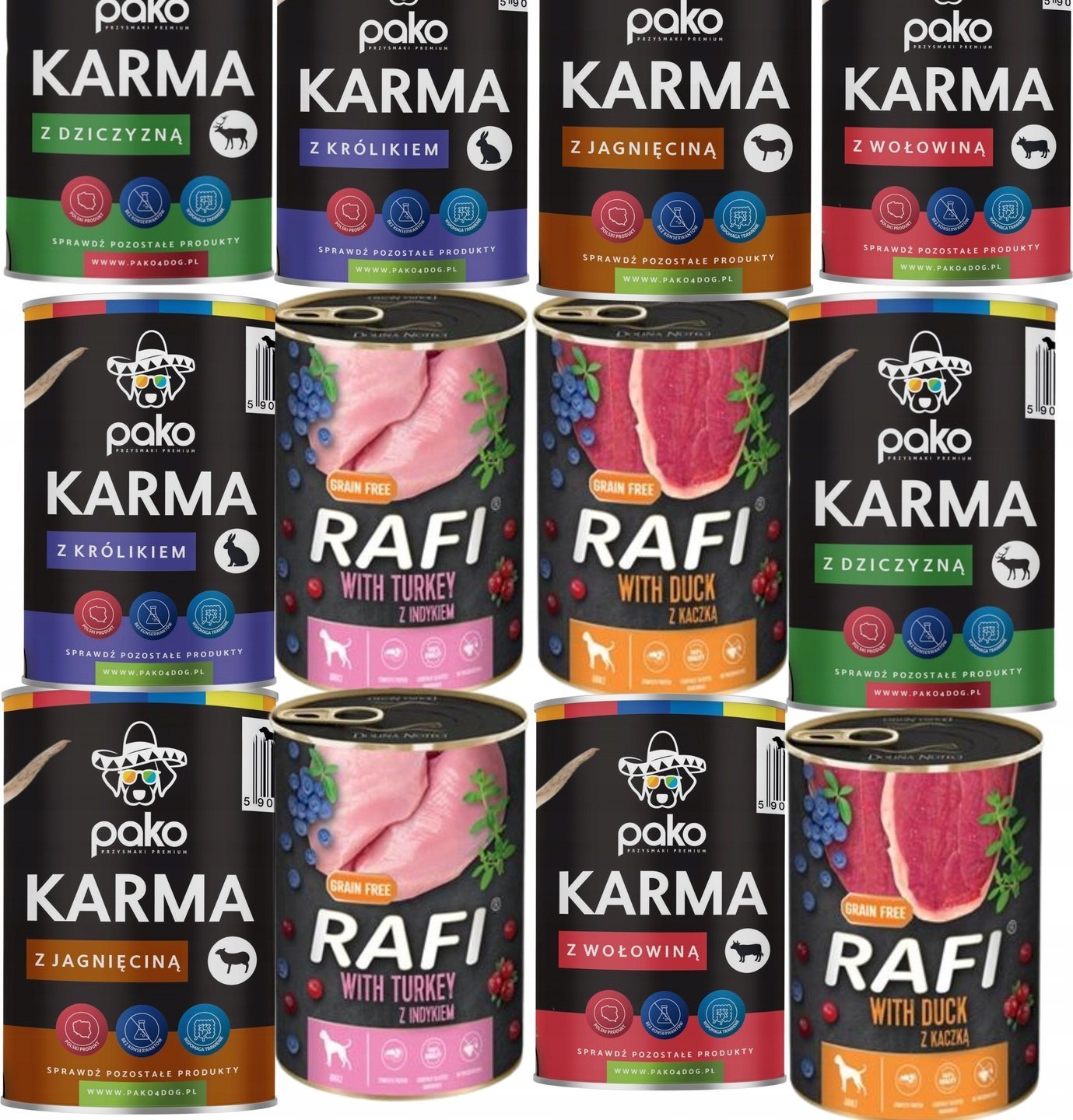 KARMA MOKRA dla PSA DOLINA NOTECI RAFI PAKO mix smaków 12 x 400 puszka