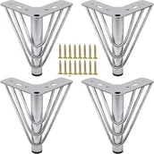 Zawiasy, okucia i inne akcesoria - srebrne metalowe nogi meblowe, 15 cm nogi stolika kawowego, nowoczesne i stylowe wymienne nogi do sofy, stojaka pod telewizor, Me - miniaturka - grafika 1