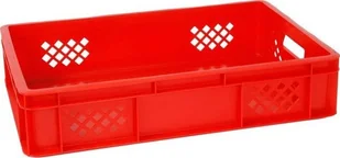 Artech Pojemnik transportowy EURO 130, ścianki ażurowe, wym. 600 x 400 x 130 mm czerwony - Pojemniki przemysłowe - miniaturka - grafika 1