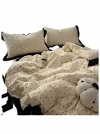 Pościel dla dzieci - Shein Komplet Pościeli Na Kołdrę I Poduszki W Groszki 200*200 Łyd - miniaturka - grafika 1