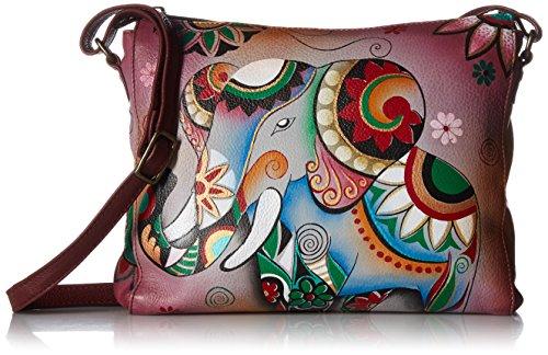 Anuschka Anna damska Anuschka ręcznie malowana skóra damska wąska średnia crossbody Anna autorstwa Anuschka ręcznie malowana skóra damska wąska średnia crossbody, Słoń Retro - Rozmiar Uniwersalny