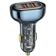 Ładowarki samochodowe - USAMS 1xUSB-C 2xUSB-A 125W Fast Charge Transparent - miniaturka - grafika 1