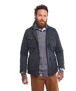 Kurtki męskie - Joe Browns Męska kurtka woskowana z 4 kieszeniami, zapinana na guziki, niebieska, XL, NIEBIESKI, XL - grafika 1
