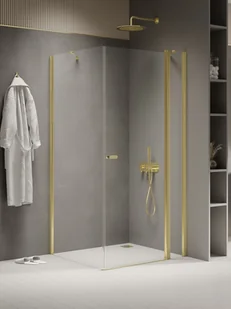 Kabina prysznicowa New Trendy New Soleo 90x110 prostokątna złota uniwersalna K-1855 - Kabiny prysznicowe - miniaturka - grafika 1