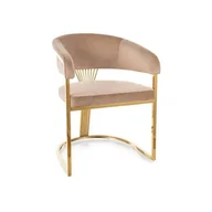 Krzesła - Krzesło tapicerowane CROWN VELVET beżowe - miniaturka - grafika 1