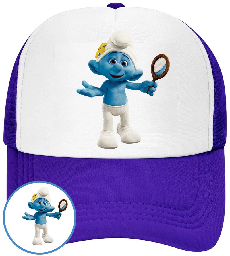 CZAPKA Z DASZKIEM SMERFY DLA DZIECI NA LATO NIEBIESKA BEJSBOLÓWKA
