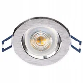 Lampy pozostałe - Oprawa HALOGENOWA Podtynkowa Ruchoma Okrągła Srebrna Szczotkowana GU10 - miniaturka - grafika 1