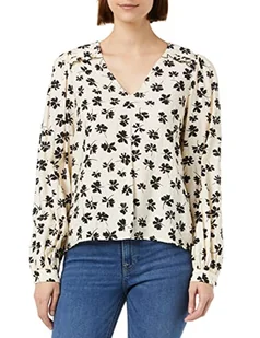 VERO MODA Women's VMPICA L/S V-Neck WVN BTQ Top, Whitecap Gray/AOP:PICA, S, Biała czapka szara/Aop: pica, S - Koszulki i topy damskie - miniaturka - grafika 1