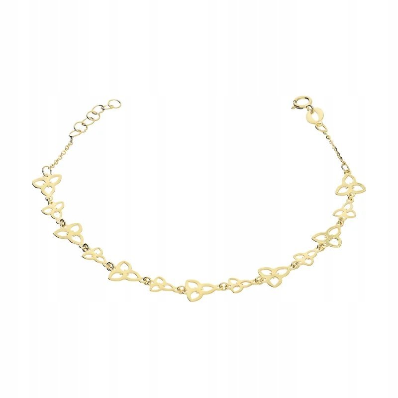 Złota kobieca bransoletka 585 z listkami trójkąty elegancka markowa 14kt