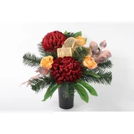 Sztuczne kwiaty - GOLIAT Stroik dekorowany w wazonie KWB-41 pomarańczowo-czerwony - miniaturka - grafika 1